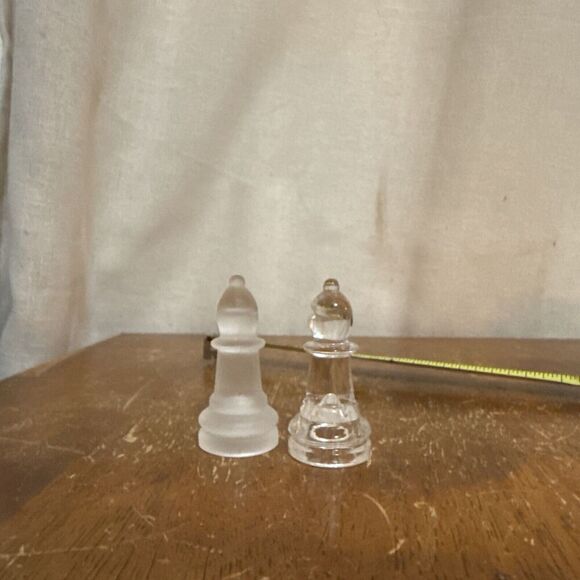 One Clear & One Frosted Bishop Replacement Pieces Cardinal Glass Chess 1-7/8" - Picture 6 of 6